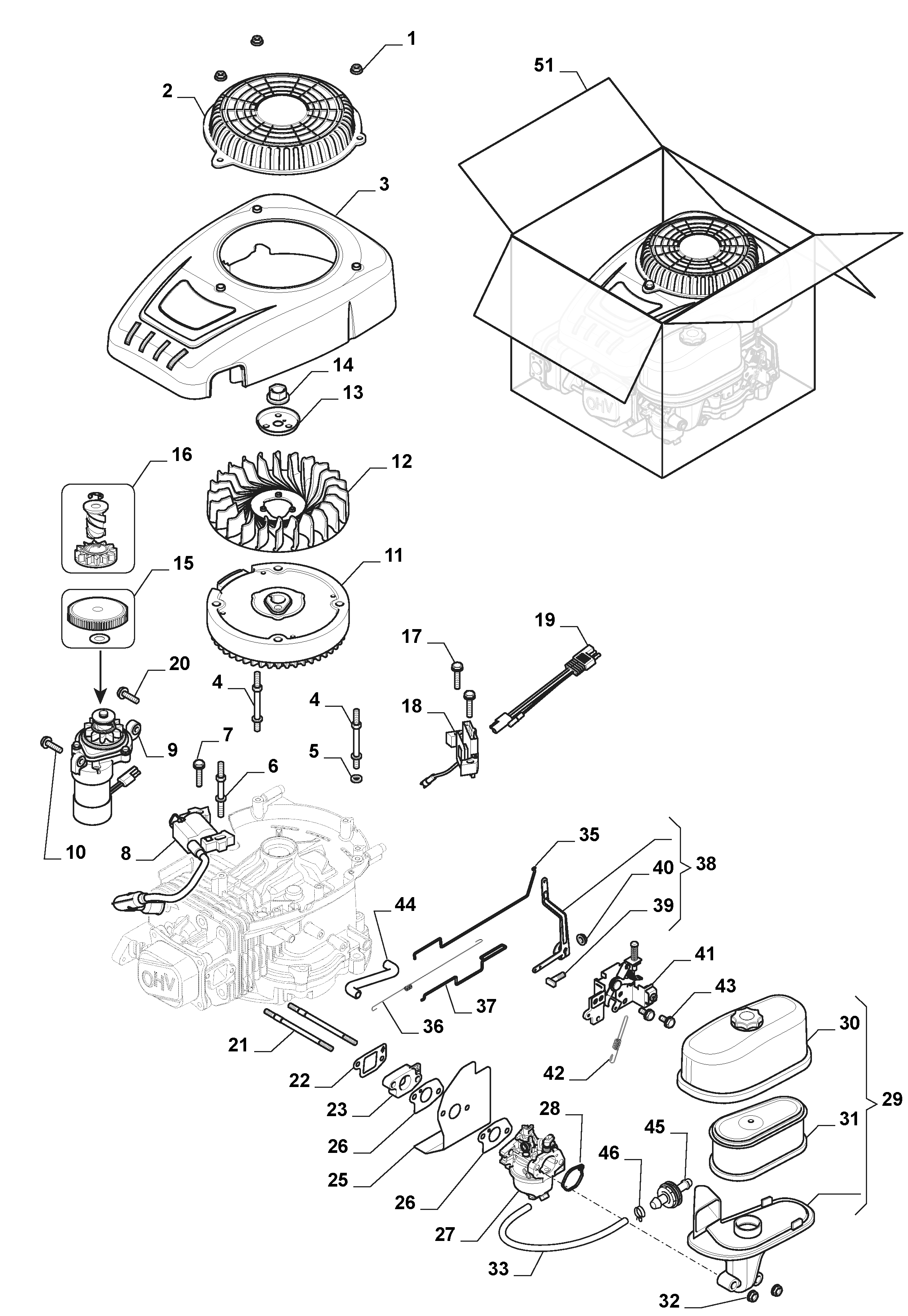 Mountfield Rider R27H 2T0072486/MC - Engine [Carburettor, Air Cleaner Assy]